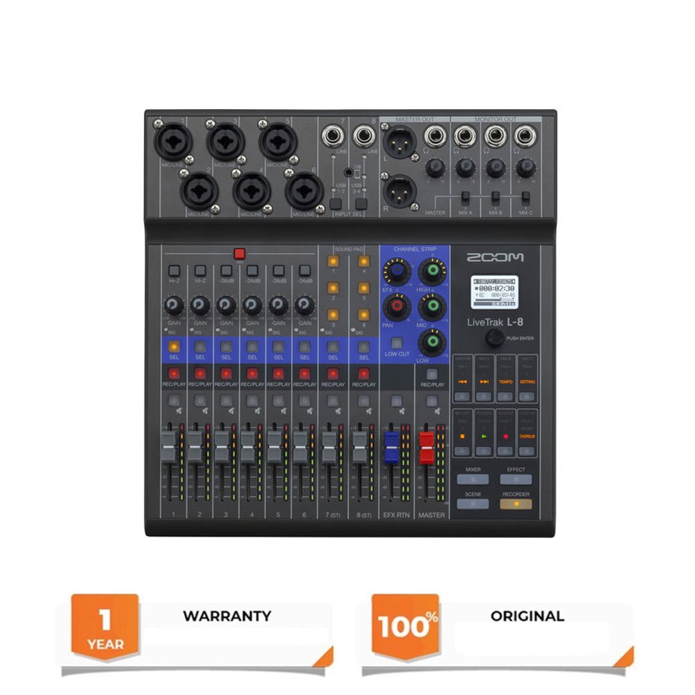 Zoom LiveTrak L-8 Portable Digital Mixer Multitrack Recorder