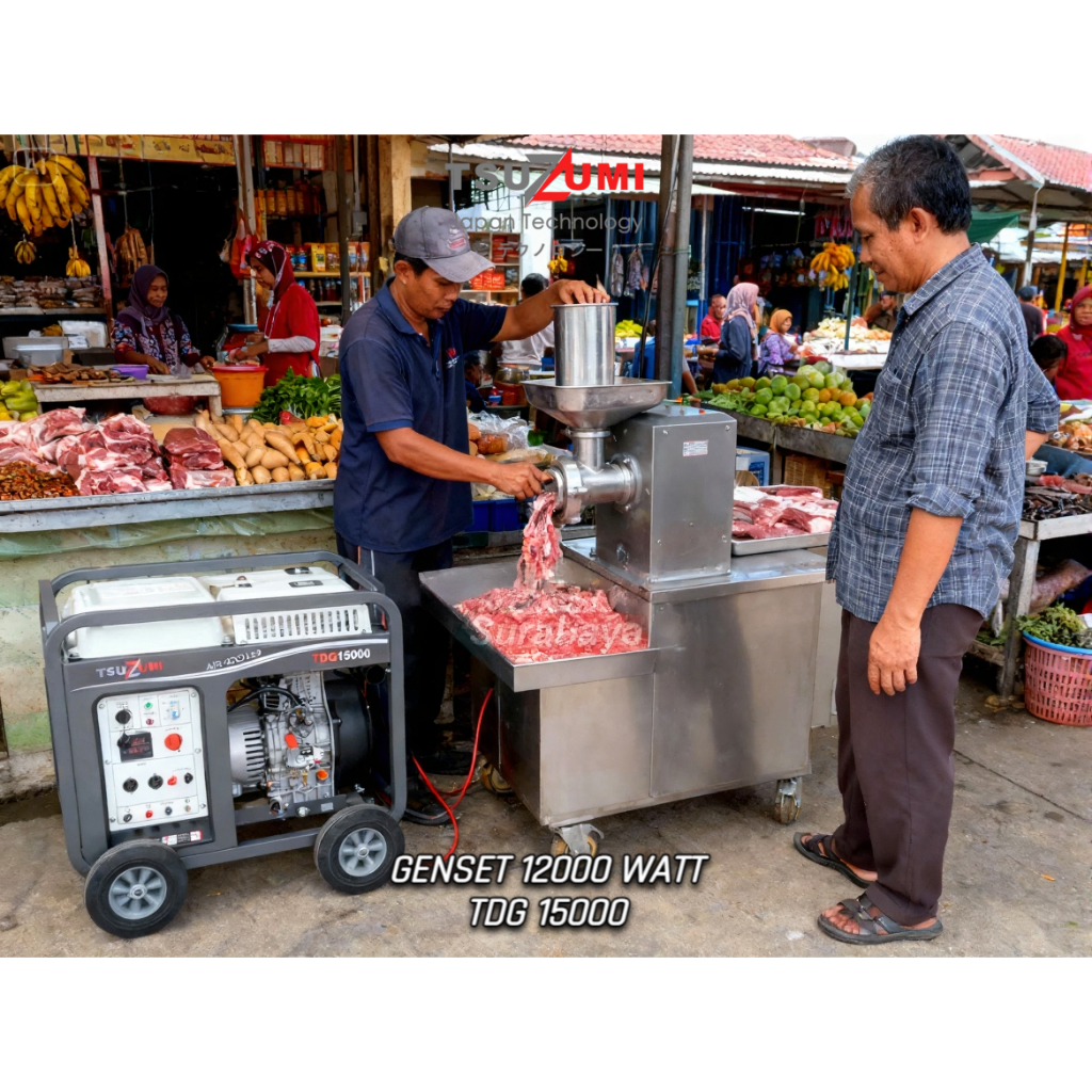 Genset Open 15 KVA Diesel 12000 Watt Tsuzumi TDG 15000 Japan Technology Surabaya