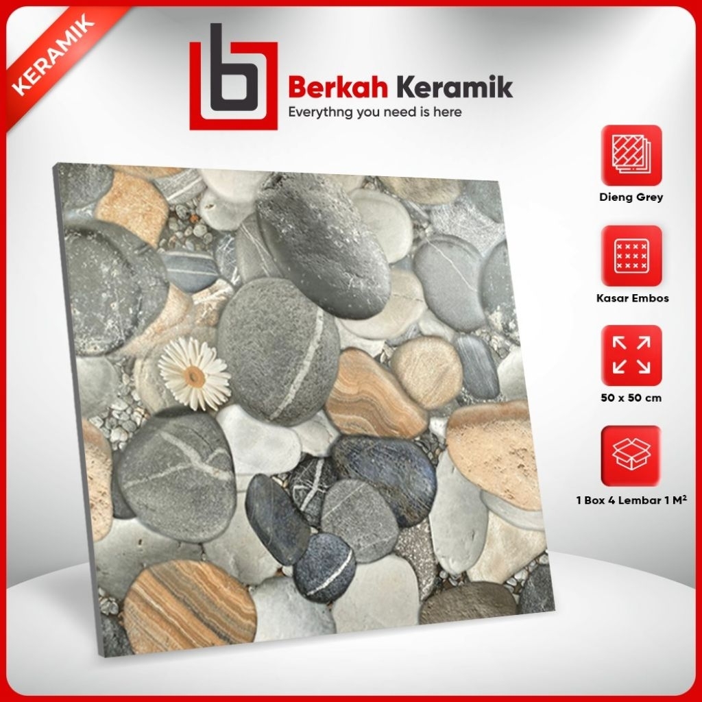 Keramik Motif Batu Alam 50x50 Dieng Grey