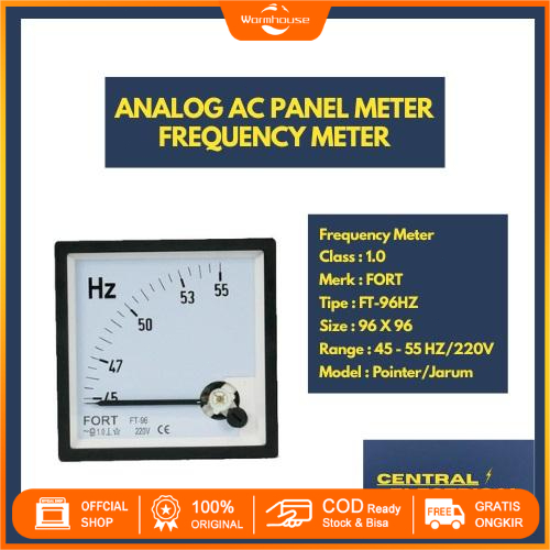 Meter Frekuensi AC Analog 380V Indikator Panel Listrik Akurat 45-55Hz