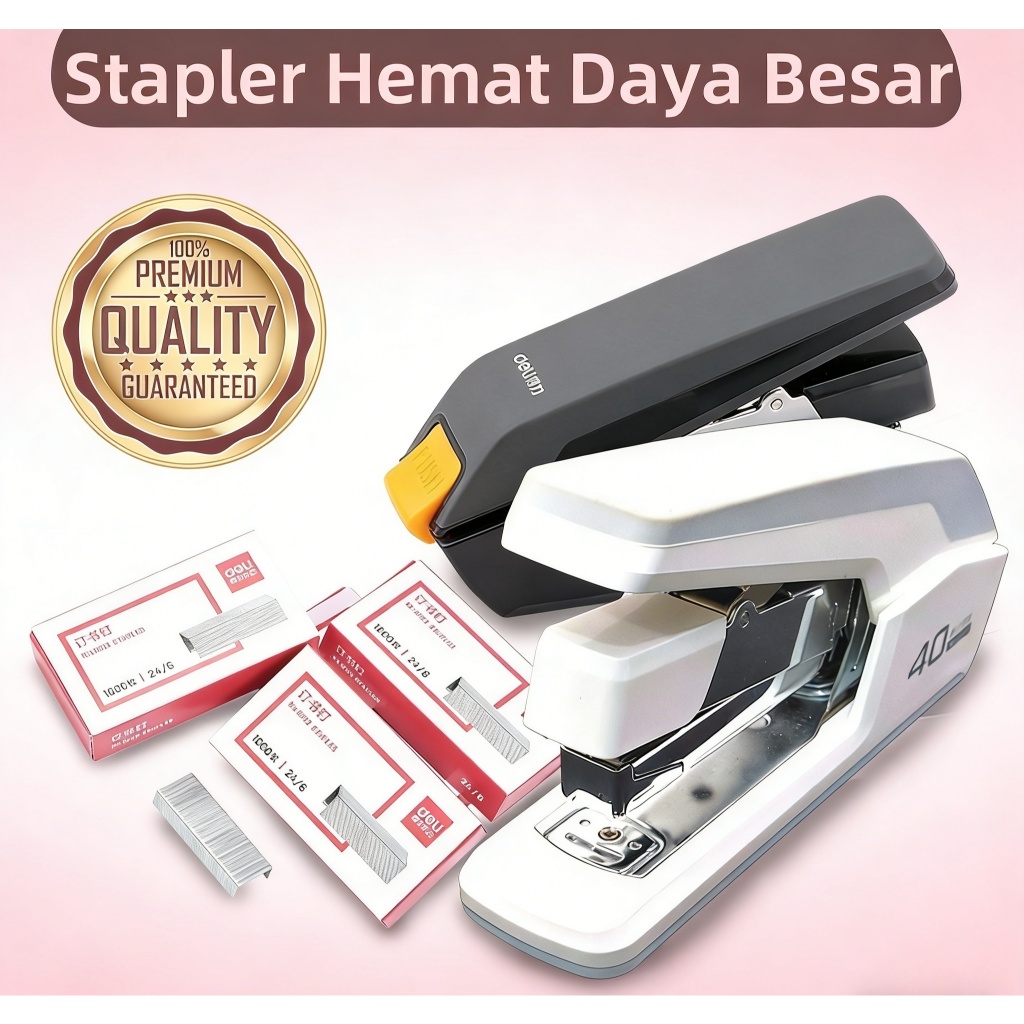 QUAFF Stapler Hemat Daya Besar & kawat Stapler 10 kotak Stapler Besar staples besar isi staples