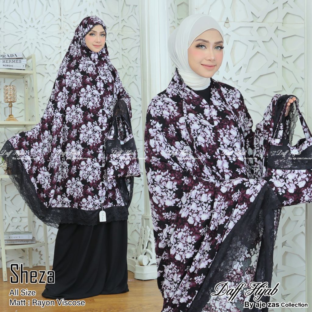 DAFF HIJAB//MUKENA DEWASA 2IN1 RAYON VISCOSE RENDA STRETCH