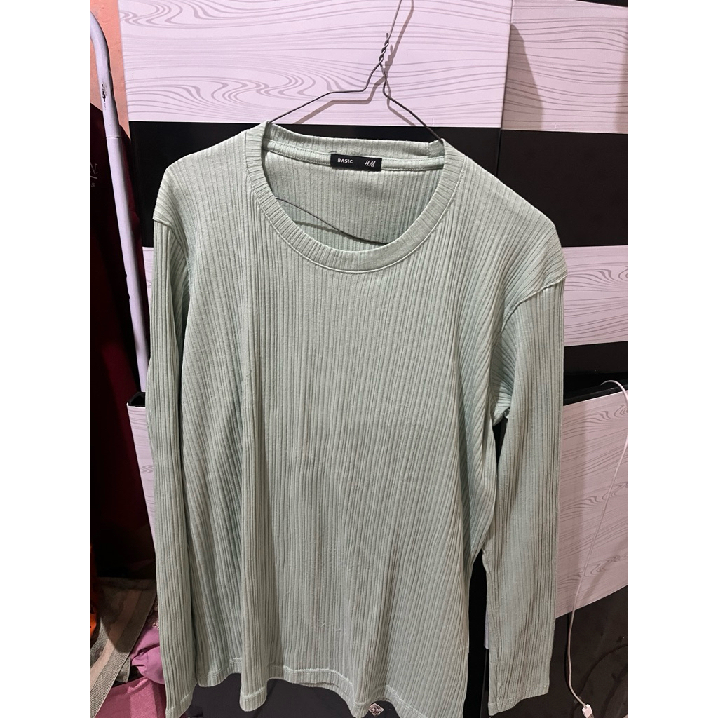 atasan rib hijau tosca