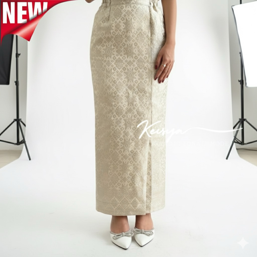 Rok Songket Span Siap Pakai Bawahan Kebaya Modern Kain Songket