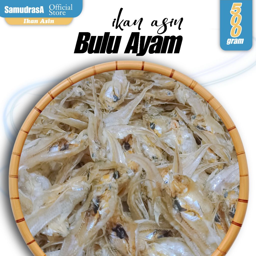500G-Ikan Asin Bulu Ayam Belah (Semi Tawar) -  Super Gurih Food Kering Premium Fresh | Lauk Khas Sur