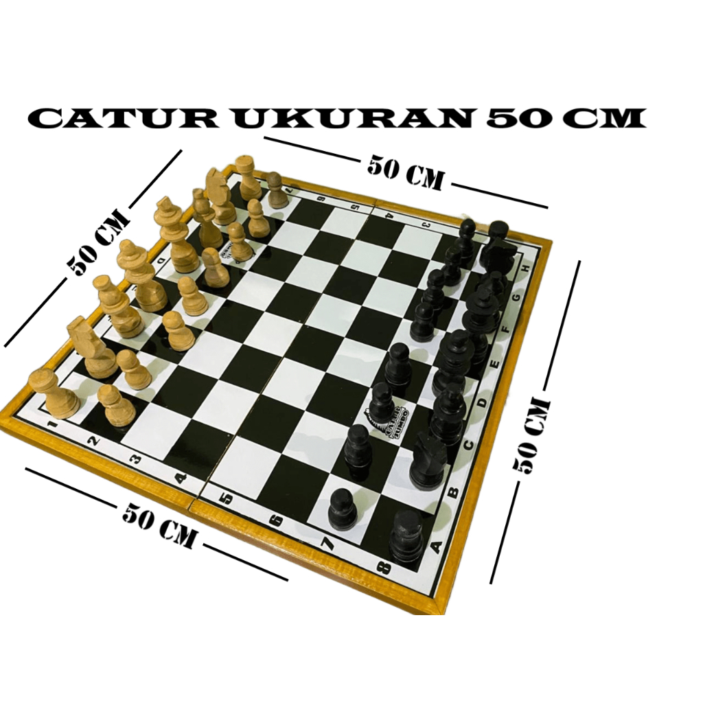 Catur Kayu Premium Ukuran 50cm - Papan Catur + Bidak