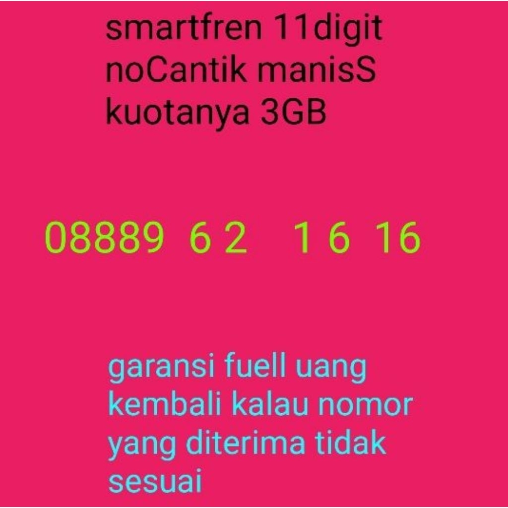 smartfren 11 digit  nomor Cantik kuotanya 3GB
