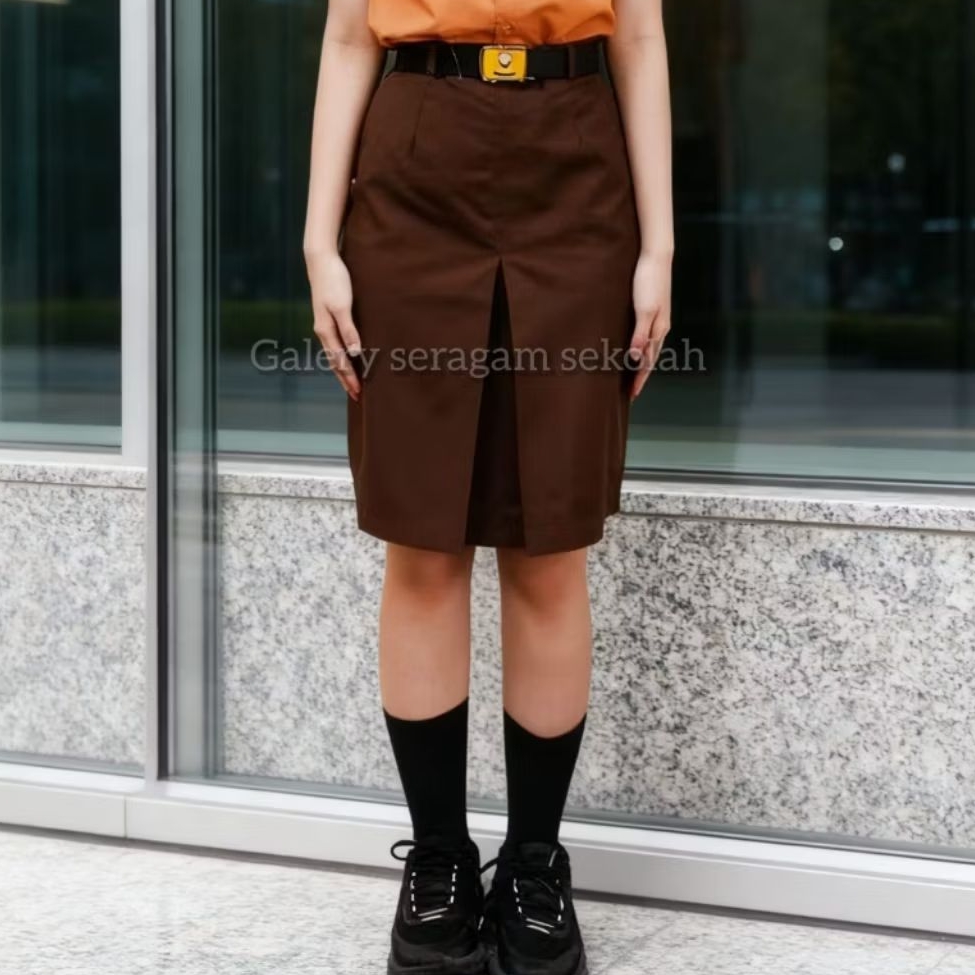 Rok Pramuka span pendek SMA lipat satu size S-L6/Rok pramuka pendek SMA seragam sekolah