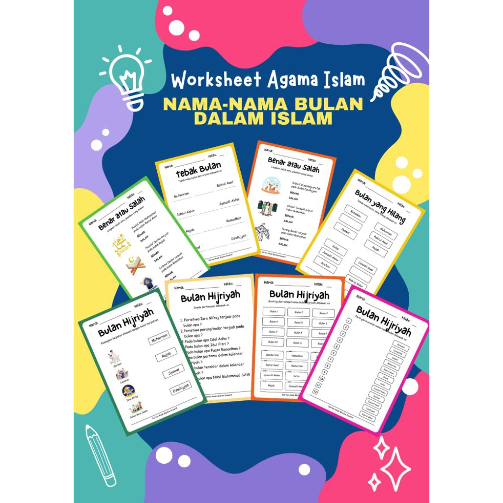 Worksheet Agama Islam Anak TK/PAUD/SD Digital Pdf 430+ Halaman