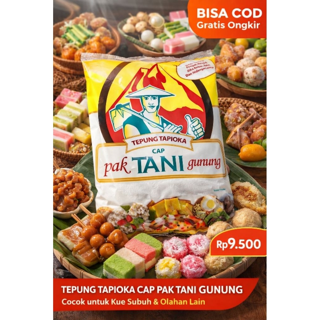 Tepung Tapioka Cap Pak Tani Gunung 1 Dus 500 Gram isi 20 pak
