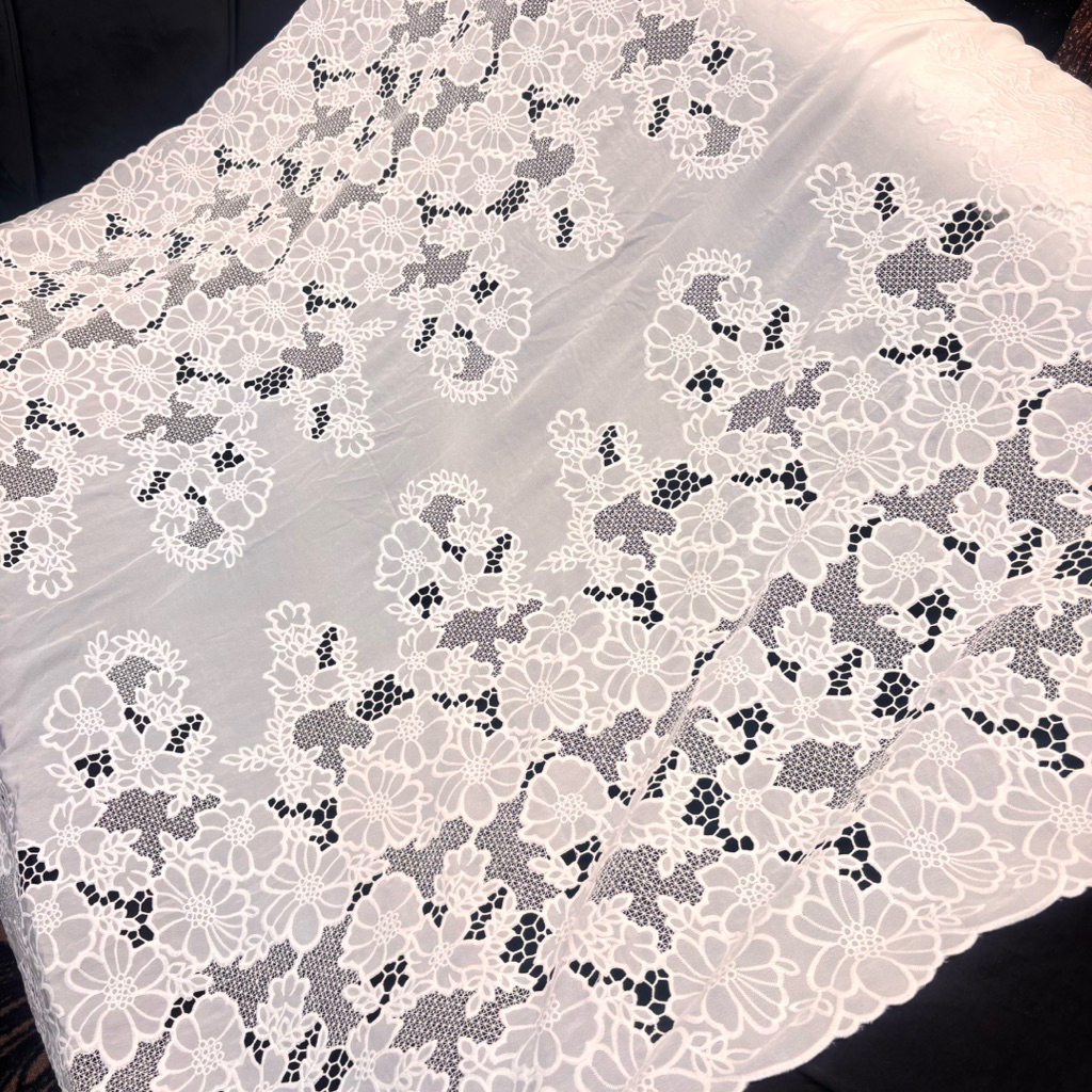 (50 CM) JAYA TEXTILES Katun Bordir Bolong PREMIUM good quality Mewah Outer Dress Gamis Blouse