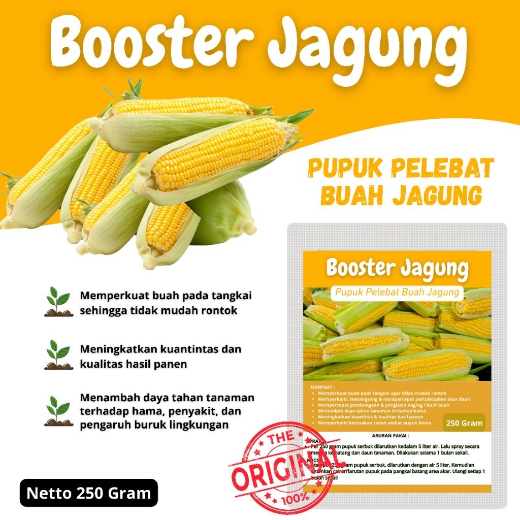 Pupuk organik jagung 250gr pupuk booster pelebat perangsang buah jagung anti rontok pupuk tanaman hi