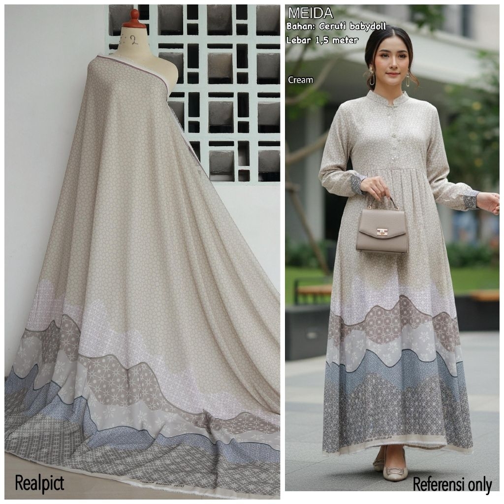 KAIN METERAN MOTIF MEIDA SERAGAM HIJAB LEBARAN