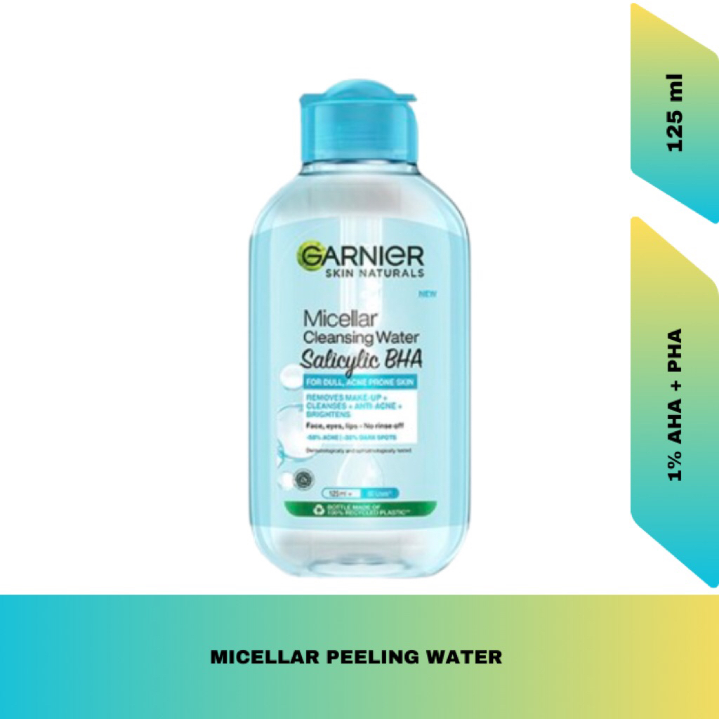 Garnier Micellar Peeling Water 1% AHA PHA 125ml Micellar Water Eksfoliasi Gentle Scrub Toner Wajah J