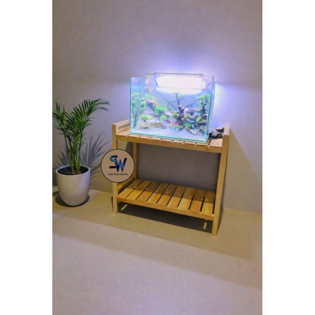 Rak Aquarium Rak Kayu Penyimpanan Serbaguna