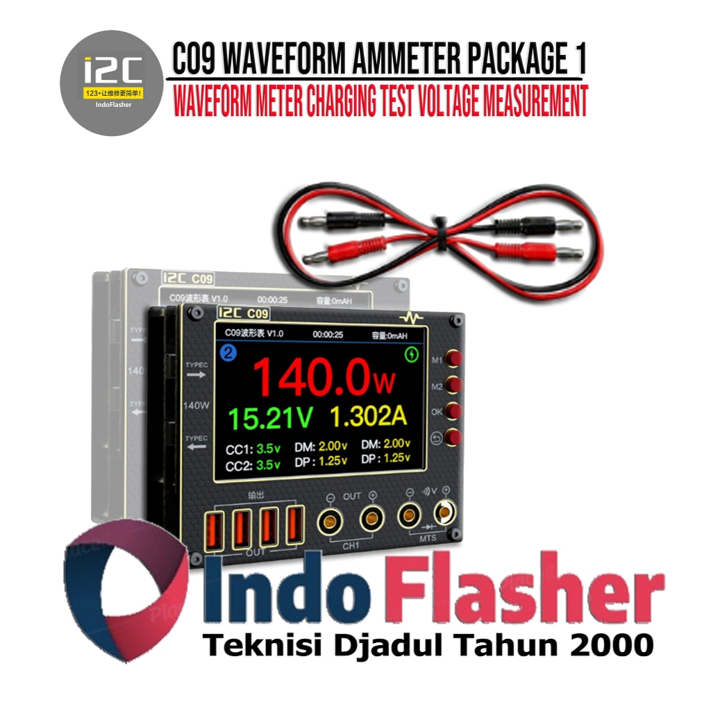 i2C C09 Digital Waveform Ammeter Package 1 - C09 Waveform AMMeter 8IN1 Multifungsi Alat Ukur Arus