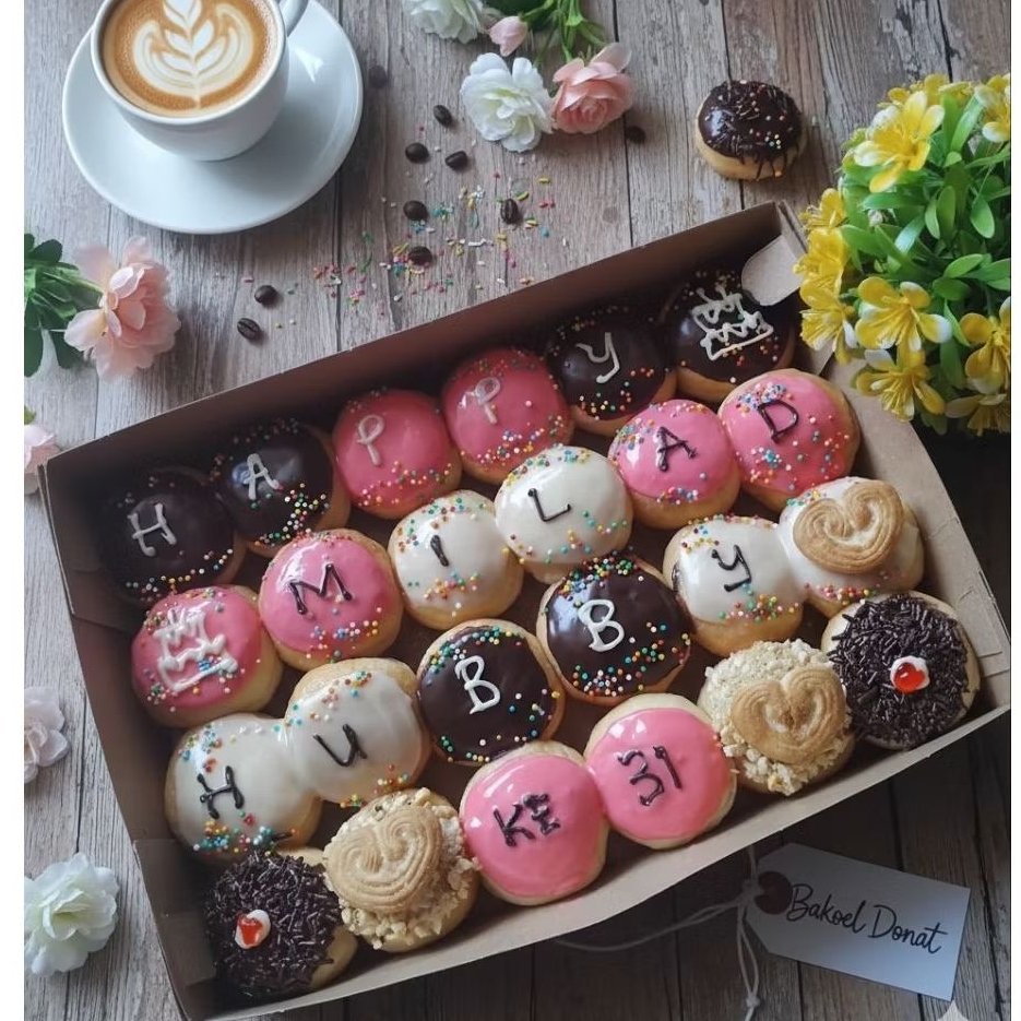 Donat ultah isi 24pcs/ Donat pops/Donat baby /Donat mini/Kado natal