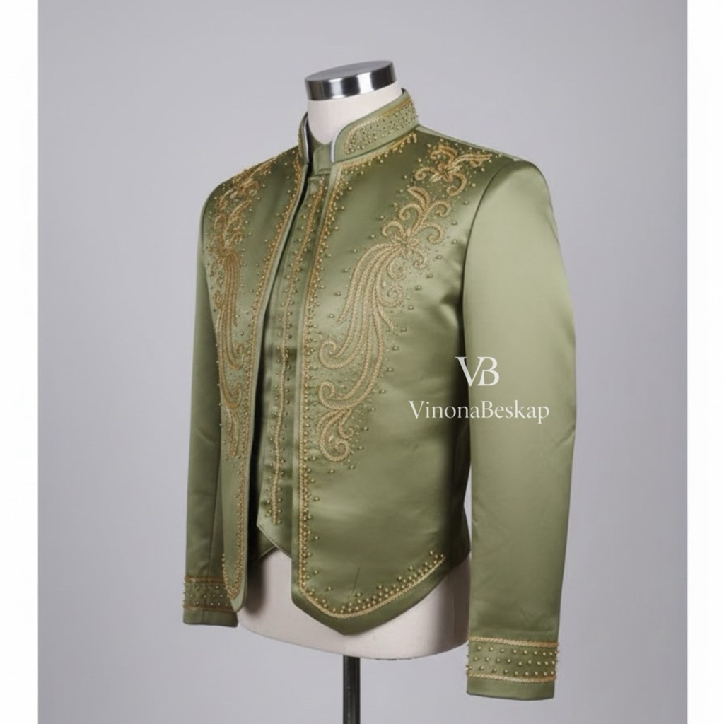Beskap Pengantin Jawa Solo Hijau Lumut / Beskap Jawa Pria / Beskap Solo Bisa Request Warna