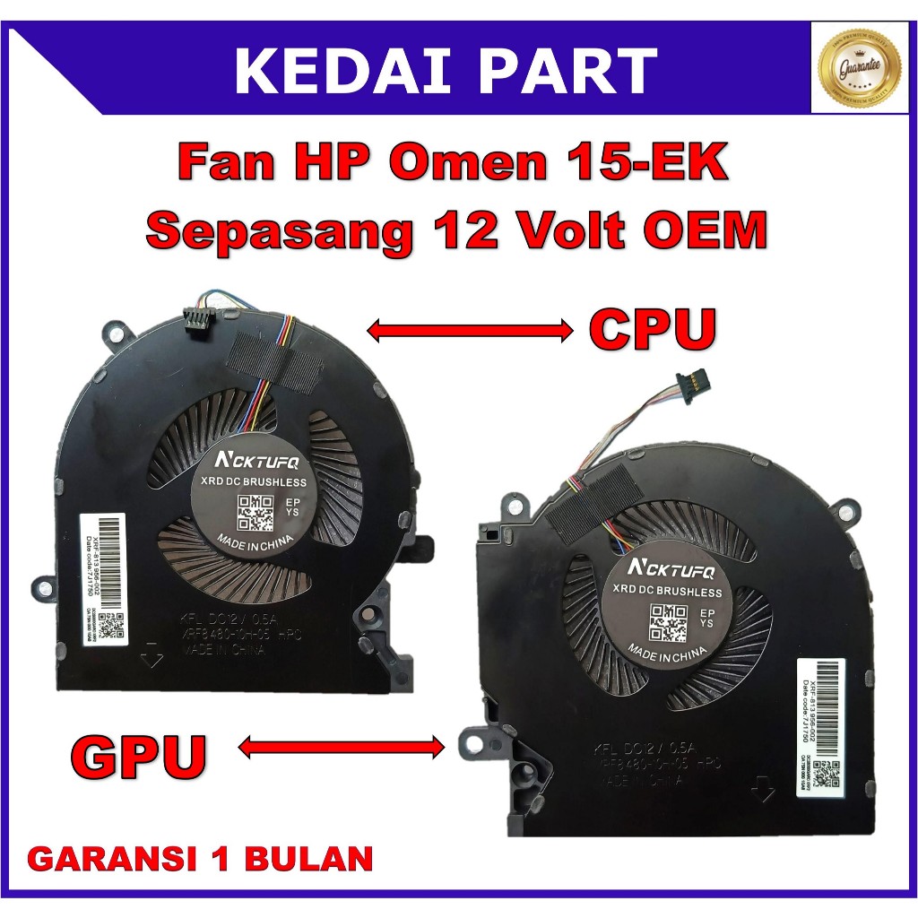 Fan HP Omen 15-EK 15-ek0044tx 15-ek0045tx 15-ek0105tx 12 Volt Sepasang OEM