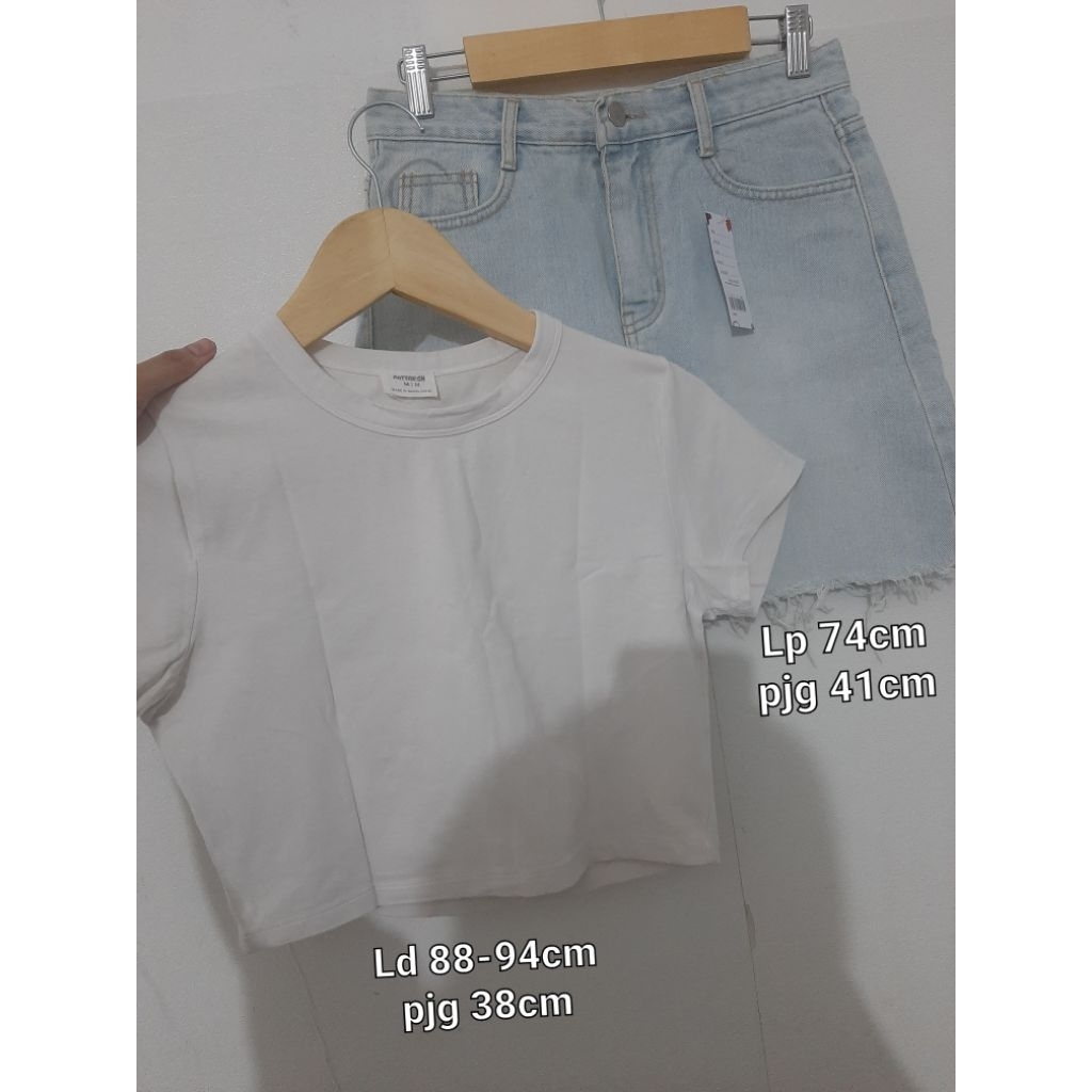 SET CROP TOP COTTON ON + ROK JEANS