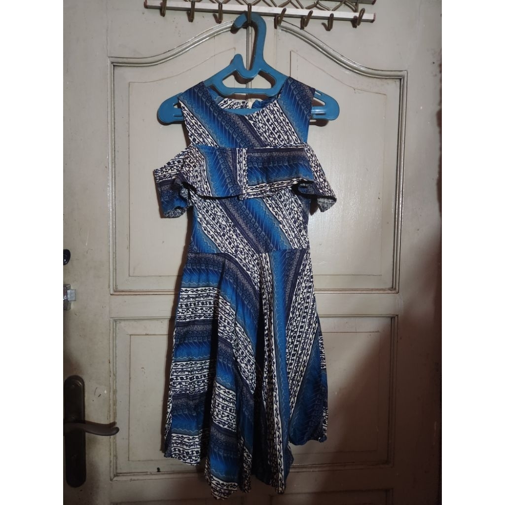 PRELOVED DRESS BATIK WANITA WARNA BIRU