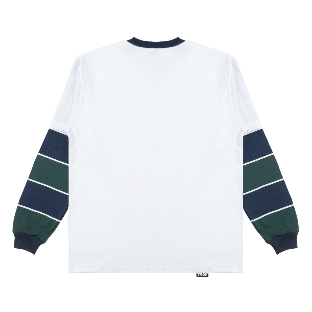 Troy Company Double Sleeve Longsleeve Tshirt White Navy Crouch Tiger - Kaos Putih Navy Lengan Panjang DSD 3509