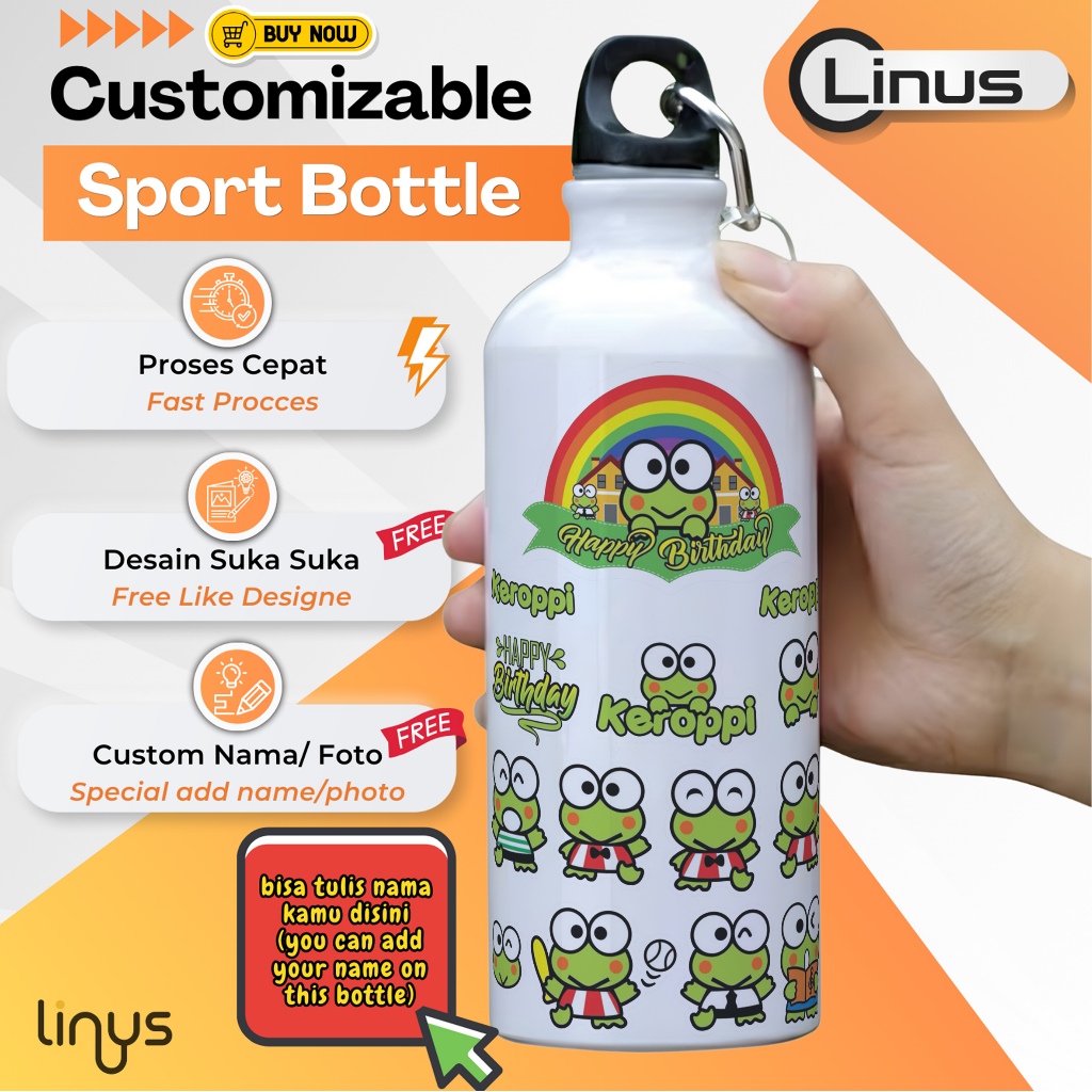 Sport Bottle Keroppi Cute Green Frog Edition Botol Tumbler Kado Hadiah Souvenir Koleksi Frog Keroppi