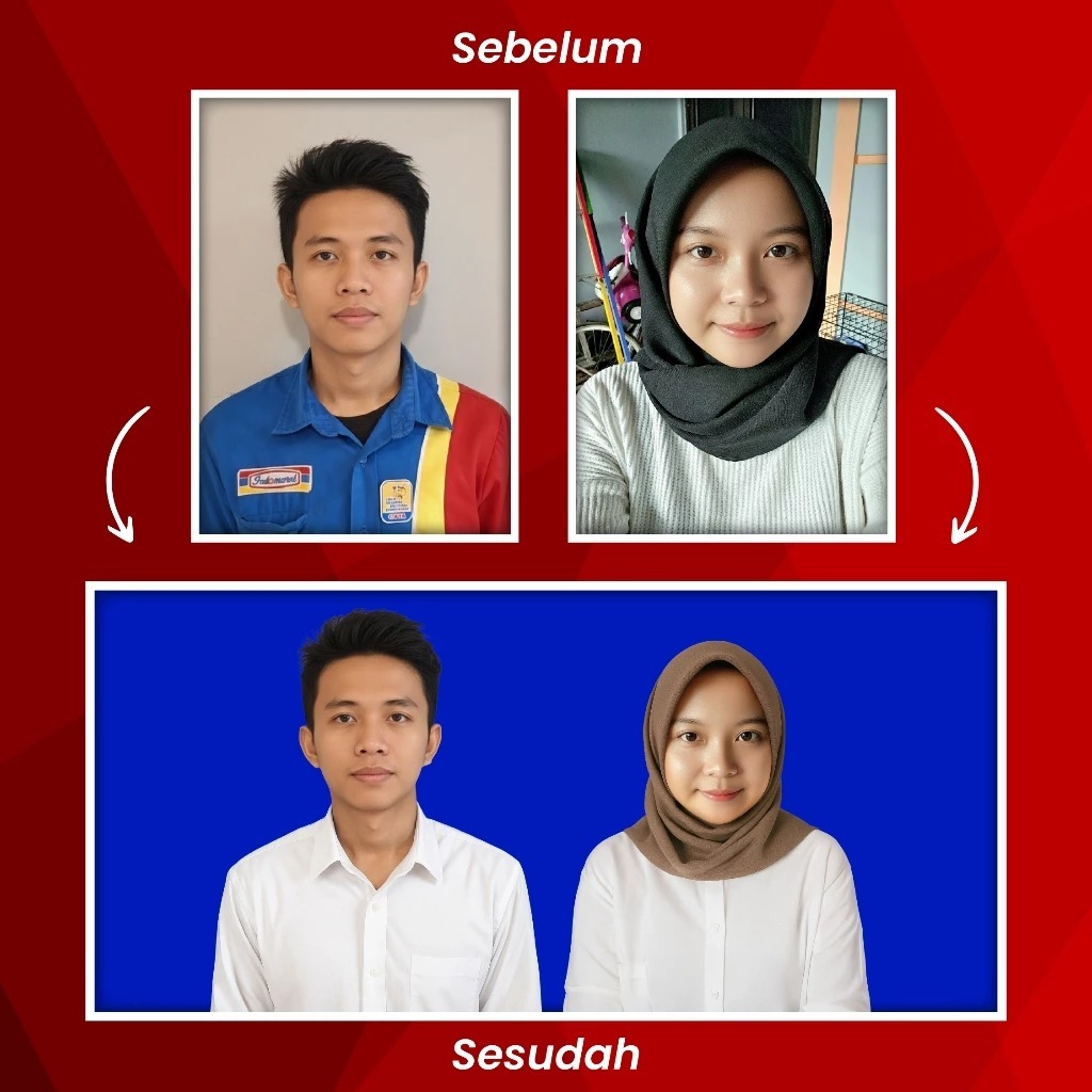 Jasa Edit Pas Foto | Kemeja Putih + Background Biru Profesional