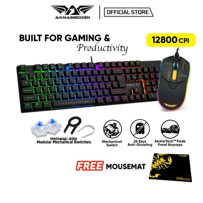 Keyboard Mechanical Gaming Armaggeddon MKA 7C Psycheagle - Full Size Outemu Blue Switches