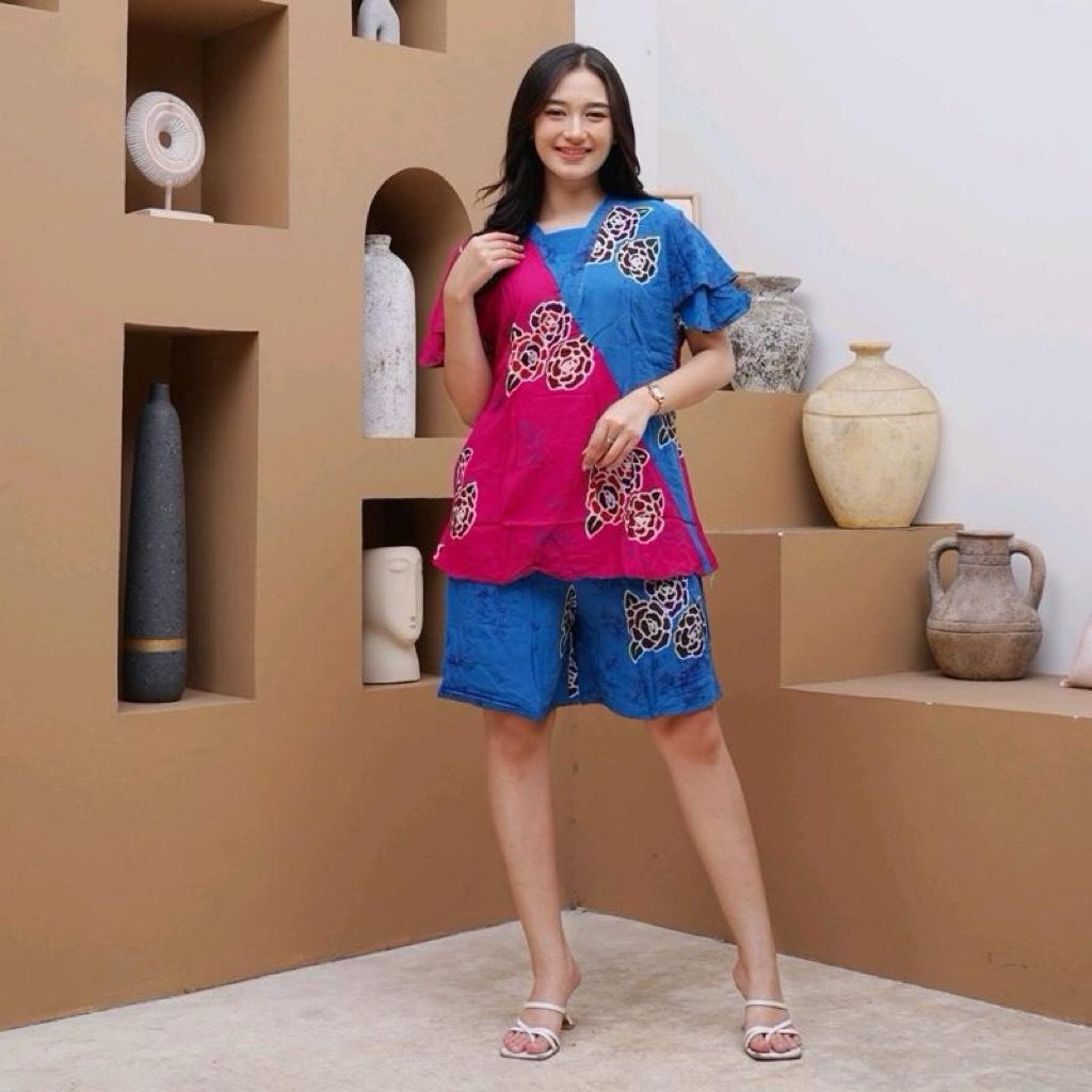 Laurella - Hotpants Kimono Amira Putri Dania Batik Pekalongan Baju Motif Nyaman Rayon Santai Kombina