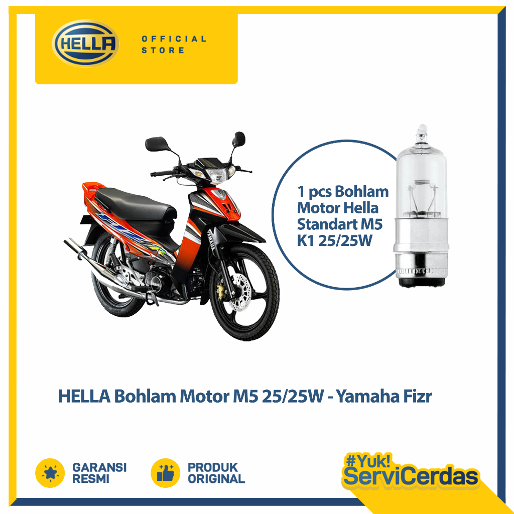 Bohlam Motor Hella Yamaha FIZR M5 12V 25/25W P15d-25-1 - Lampu motor