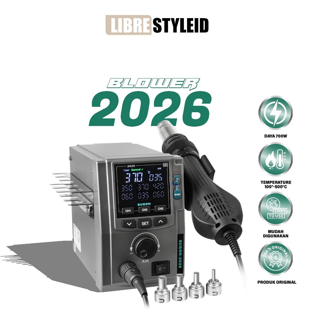 SUGON 2026 700W INTELLIGENT DIGITAL HOT AIR STATION ORIGINAL - BLOWER SUGON 2026 ORIGINAL 700W DIGIT