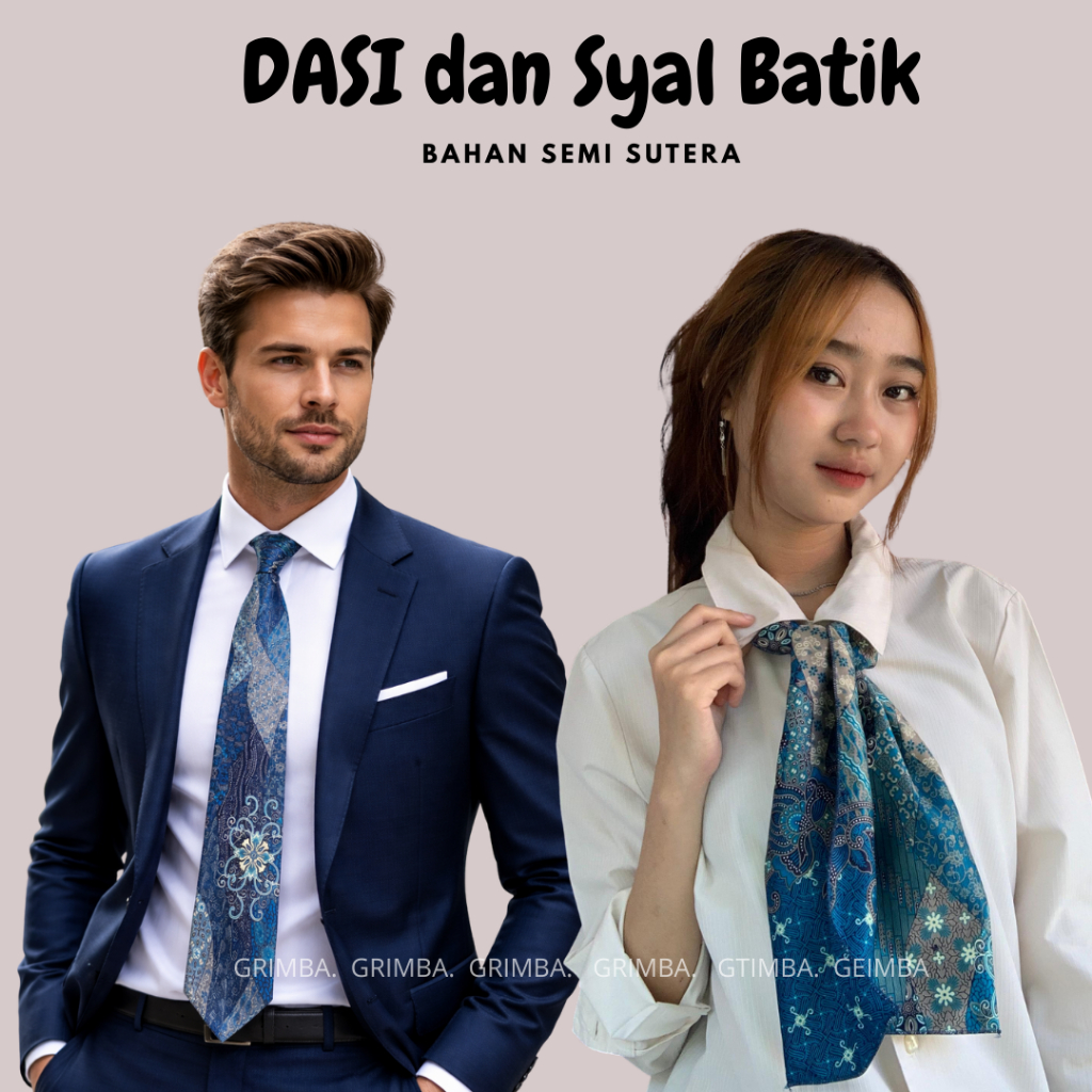 TERLARIS GRIMBA - Syal Batik Leher Wanita Pria Scraft / Dasi Pria Kantor Kerja Panjang Premium Motif
