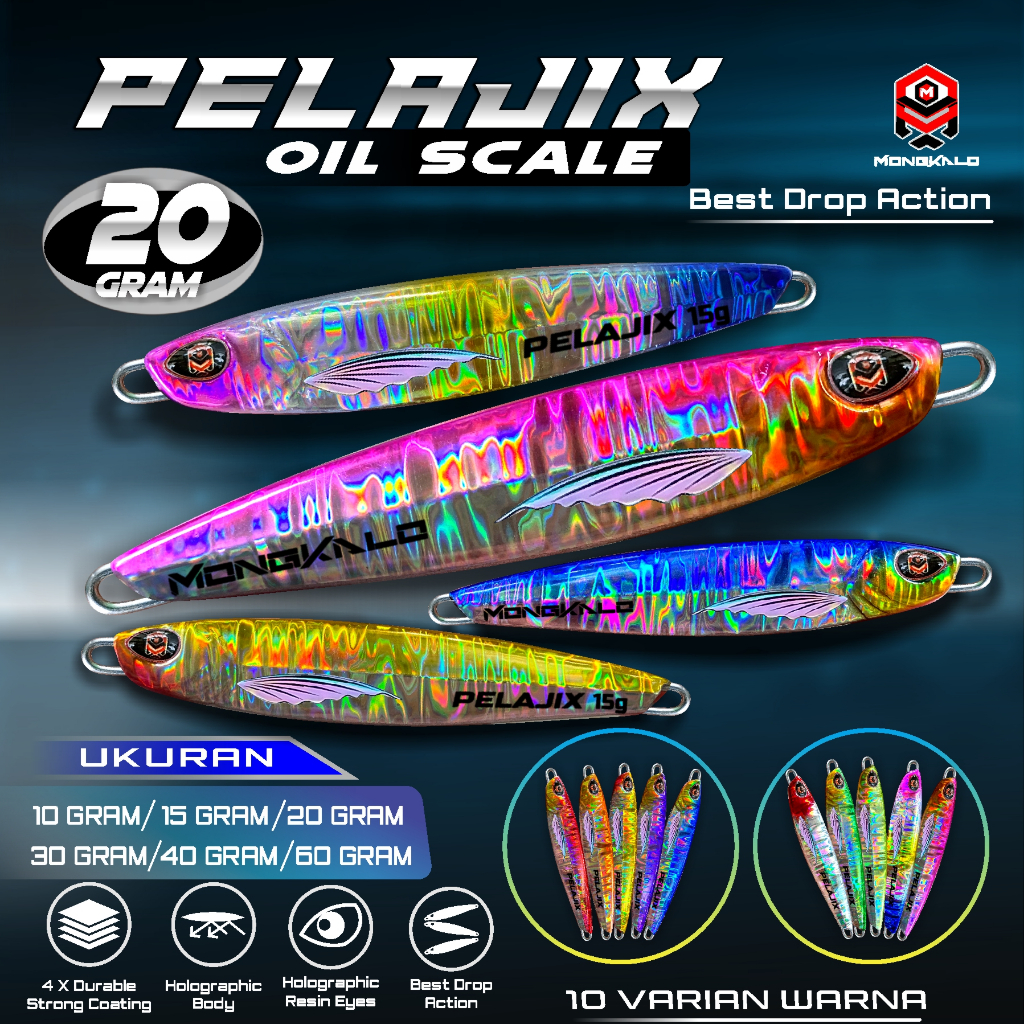 Metal Jig 20 Gram MONGKALO PELAJIX Hologram Minyak 20g Umpan Pancing Laut 20 gr Fishing Lures 20gr K