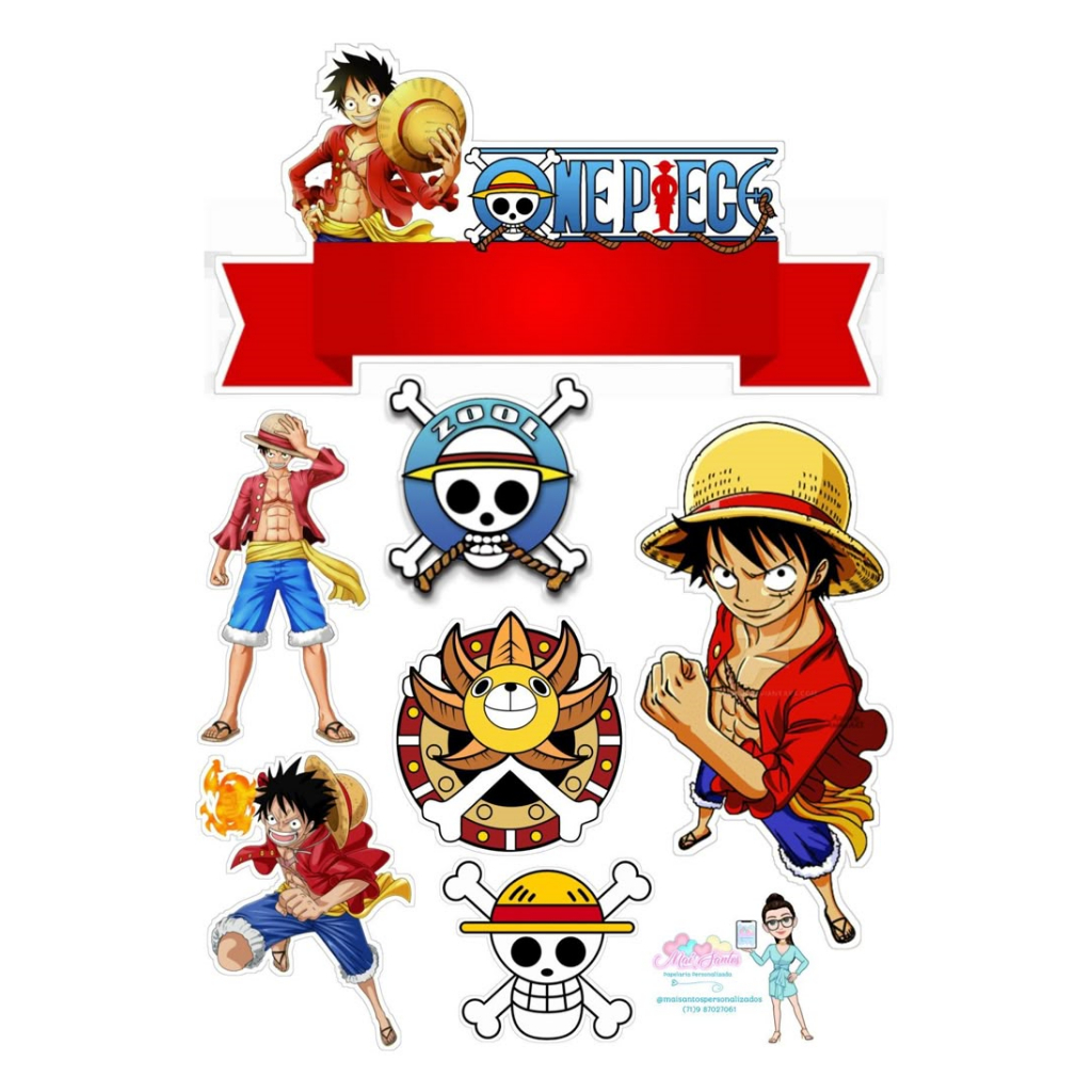 Topper ONE PIECE Custom Nama | Hiasan Cake ONE PIECE | Topper Kue ONE PIECE