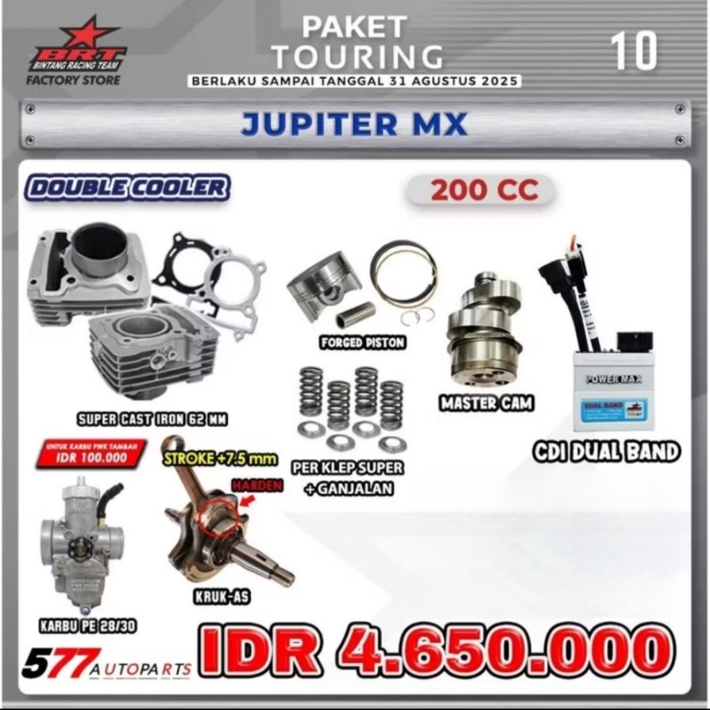 Paket Touring 10 200cc BRT Jupiter Mx