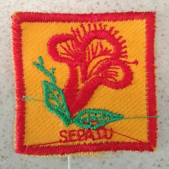 tanda regu pramuka sepatu / bet bordir regu pramuka bunga sepatu