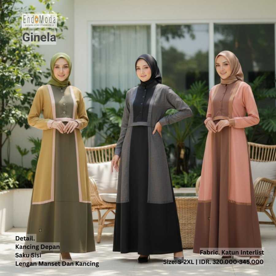 Baju Gamis Wanita GINELA Endomoda Fashion Muslimah Gamis Remaja Kekinian
