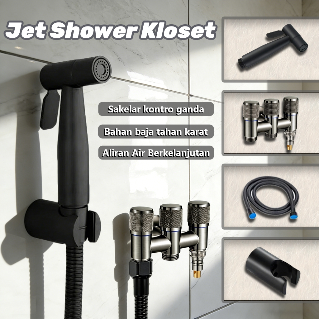Jet Cleaner Stainless Tahan Jet Shower Bidet Semprotan Kloset Duduk Toilet Jet Shower Toilet Duduk
