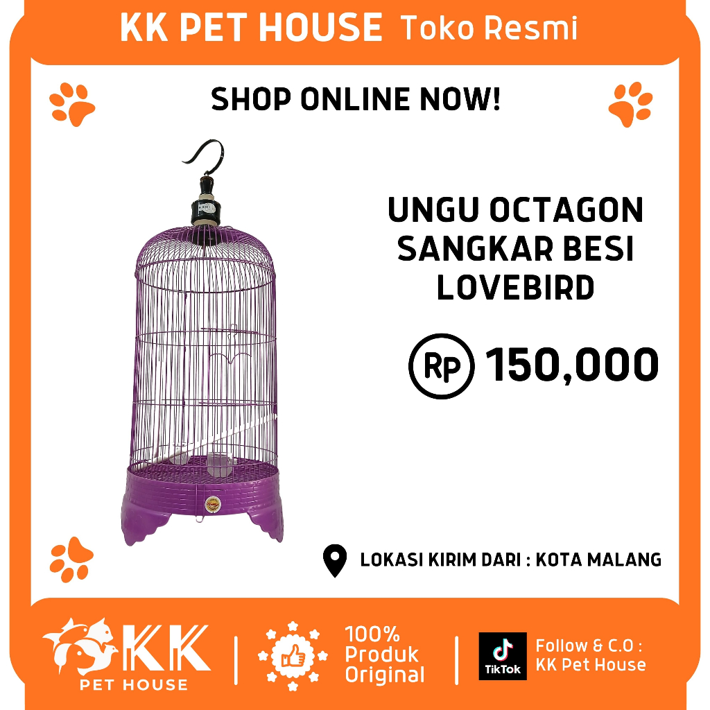 0615-UNGU OCTAGON SANGKAR BESI LOVEBIRD