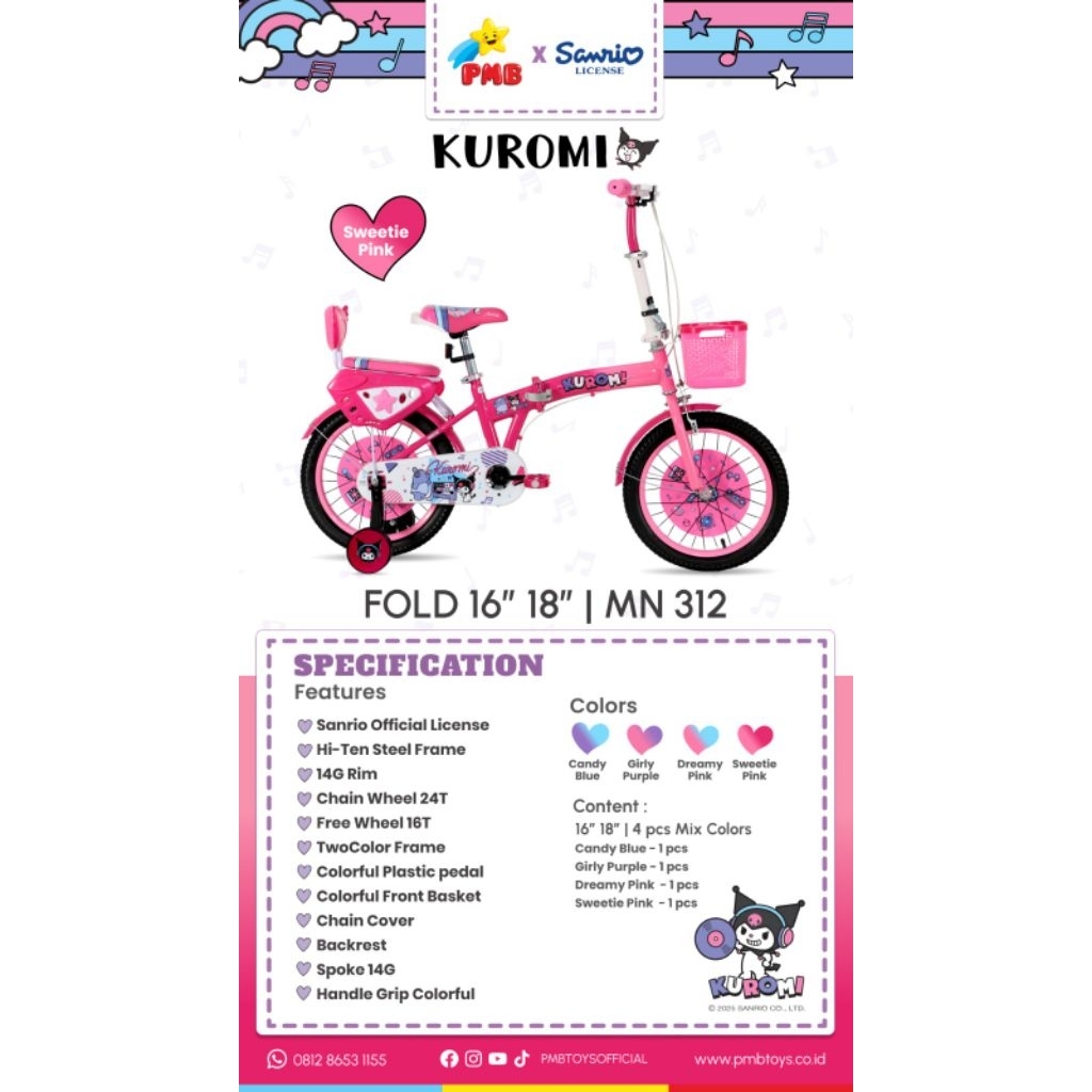 Sepeda Lipat Anak cowok dan Cewek 16 inch