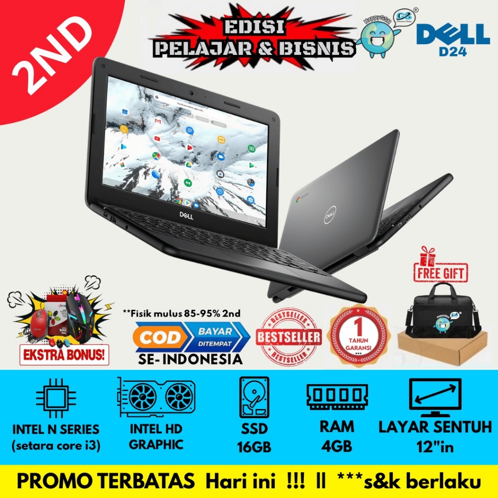 Laptop Dell 5190 Chromebook Murah | Laptop Pelajar | Cocok Sekolah & Kerja Ringan