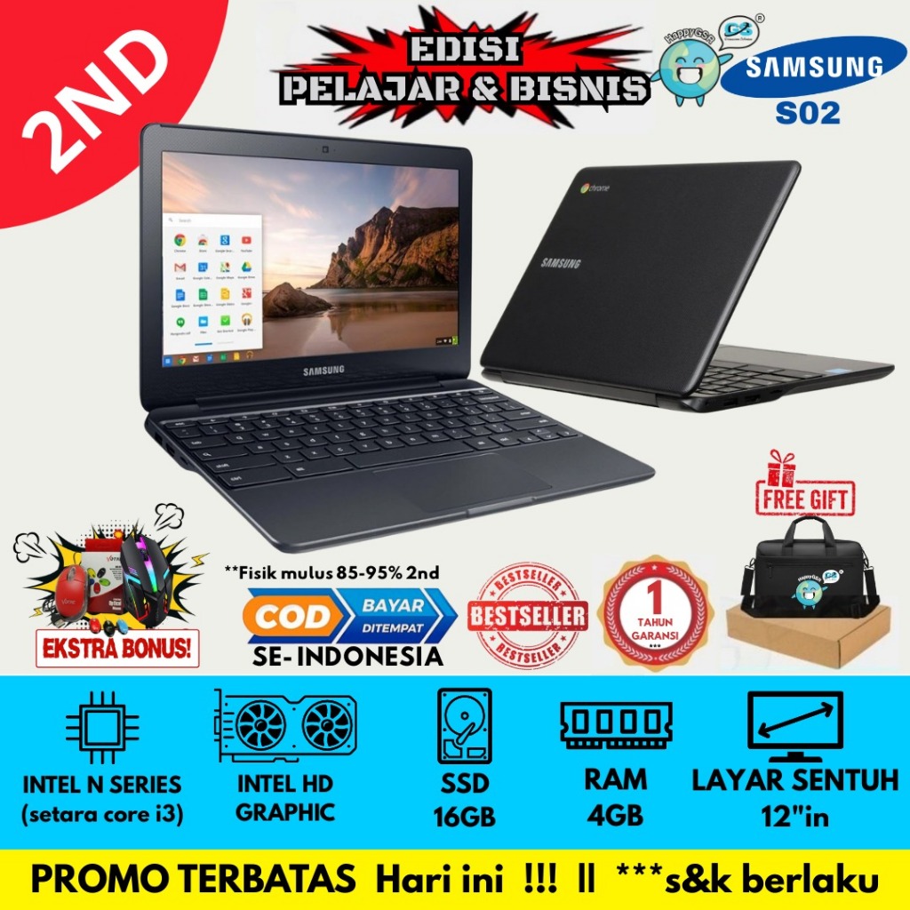 Laptop Samsung Chromebook S02 | Chrome OS Ringan & Cepat | Siap Pakai Harga Terjangkau | Samsung Chr