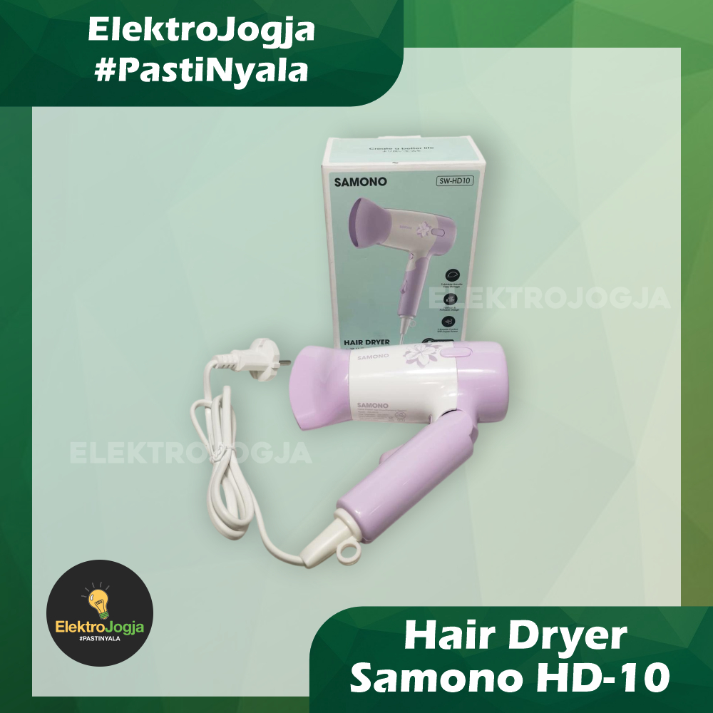 Samono SW-HD10 Hair Dryer Pengering Rambut 300W Ringan 240g 2 Kecepatan Ion Negatif