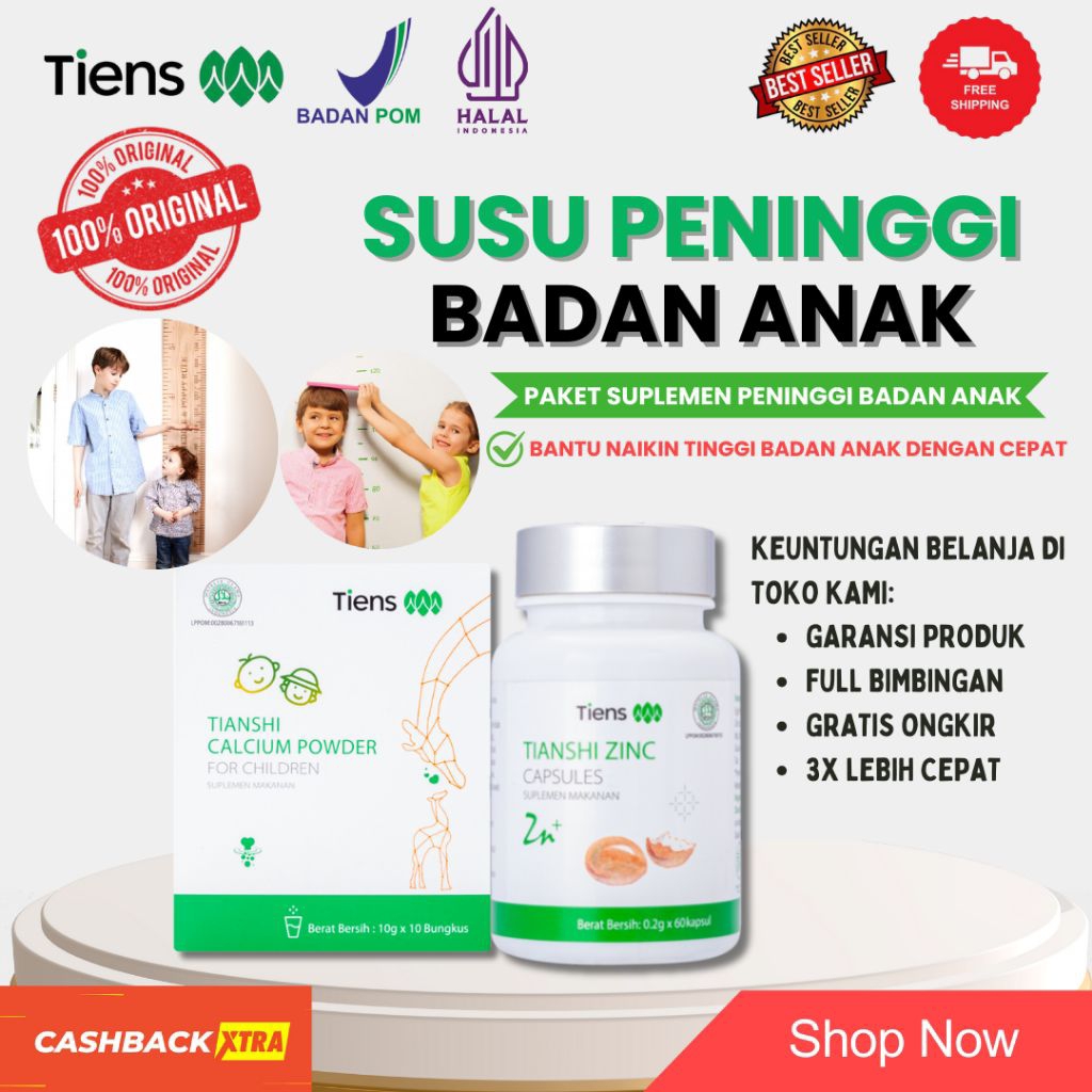 Susu peninggi badan anak 5-12 tahun cepat - susu calsium & zinc laktat tiens original halal bpom