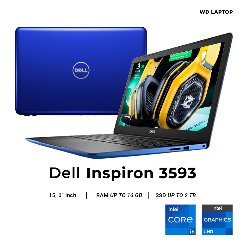 Laptop Dell Inspiron 3593 intel Core i5 Gen 10 RAM 16 GB SSD 2 TB + FREE TAS & MOUSE WIRELESS