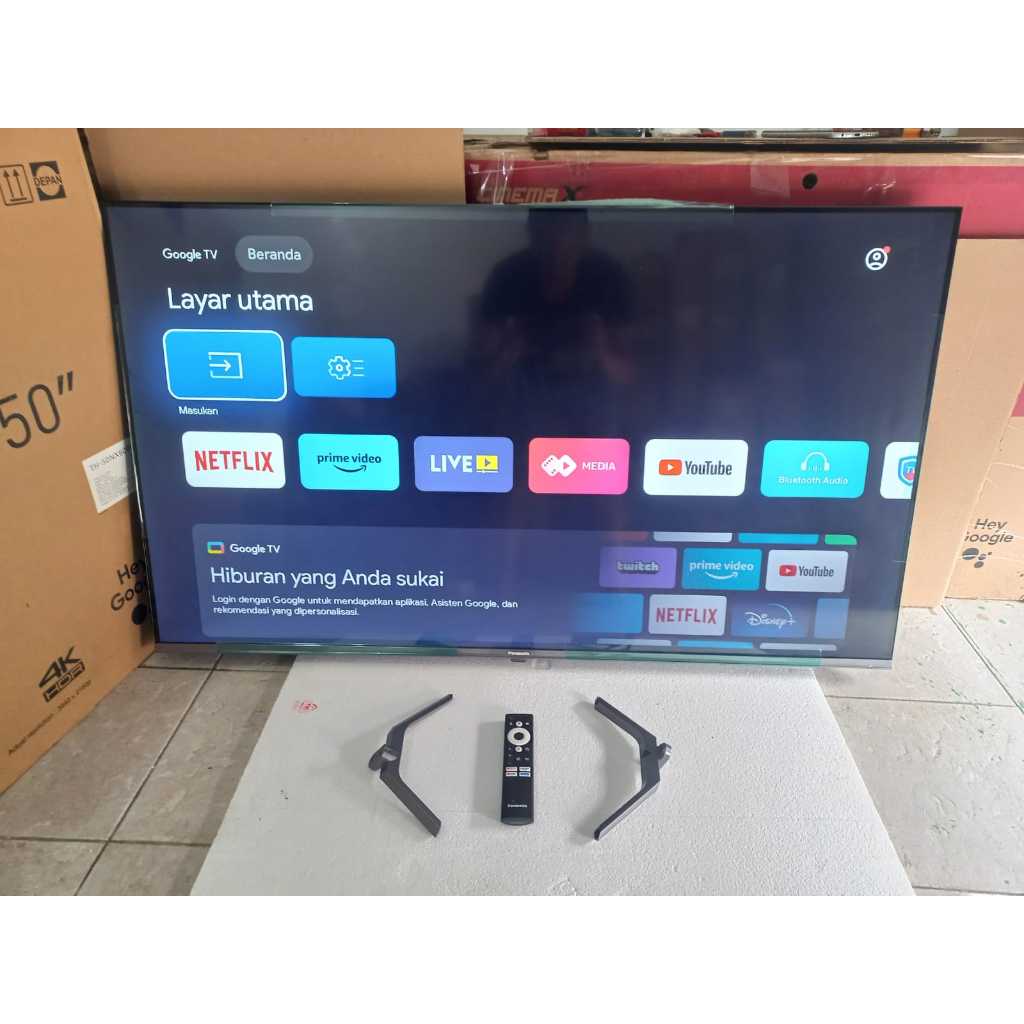 Google TV Panasonic 50 inci 4K UHD Sudah bisa YouTubeDigital TV Kondisi bekas pemakaian 6462F