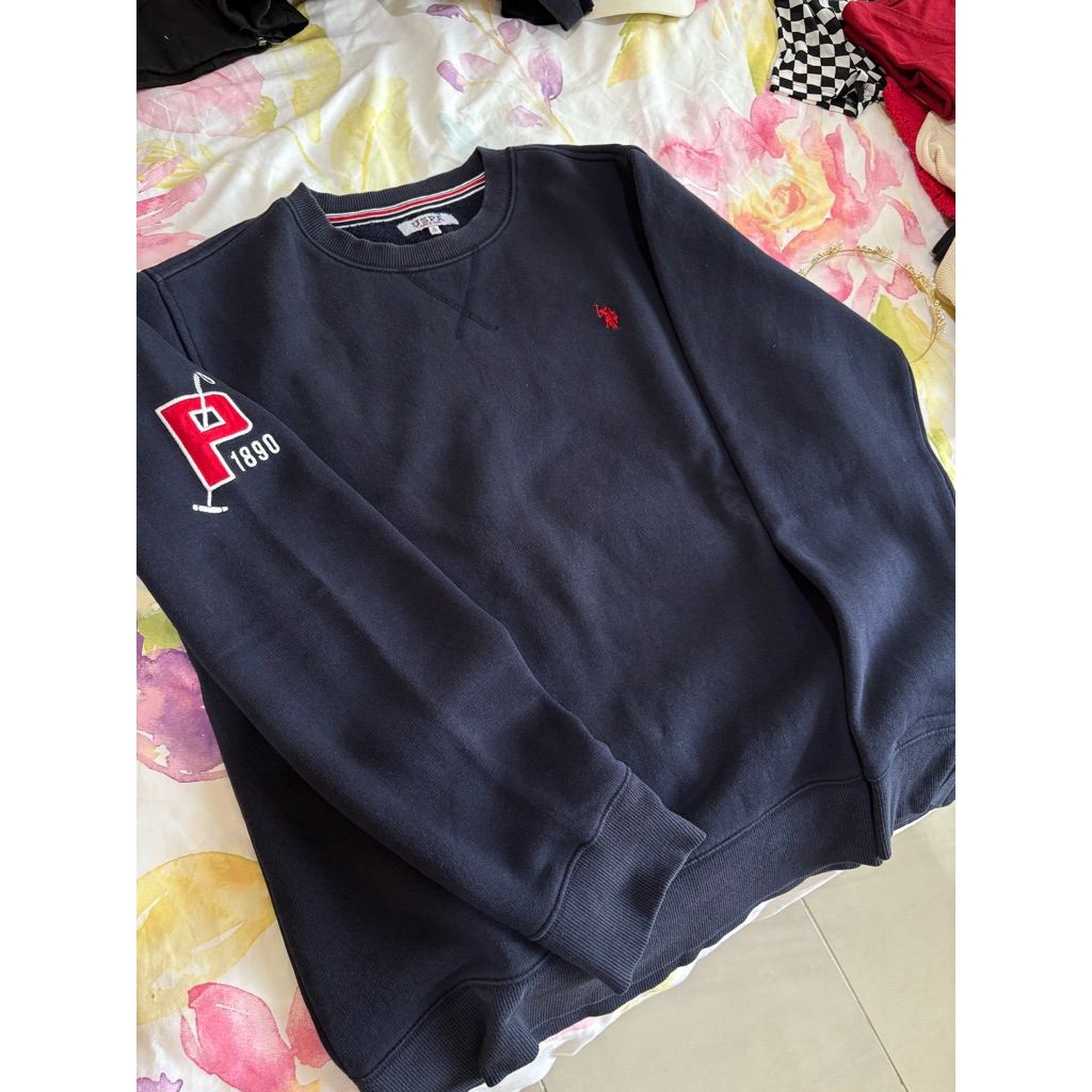 USPA Original Polo Navy Blue Sweater long sleeve oversized, Original, preloved