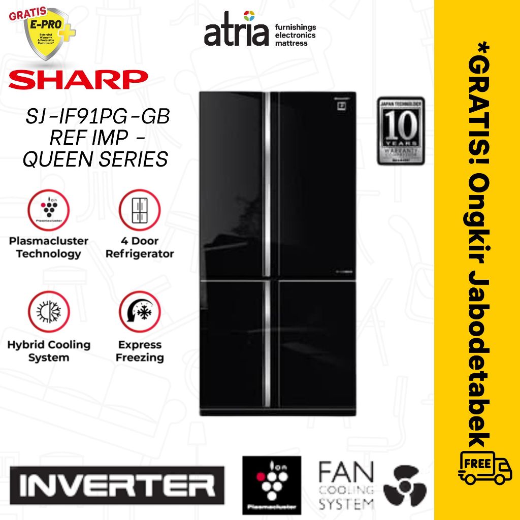 SHARP SJ-IF91PG-GB/GR Kulkas 4 PINTU Queen Series Garansi Resmi