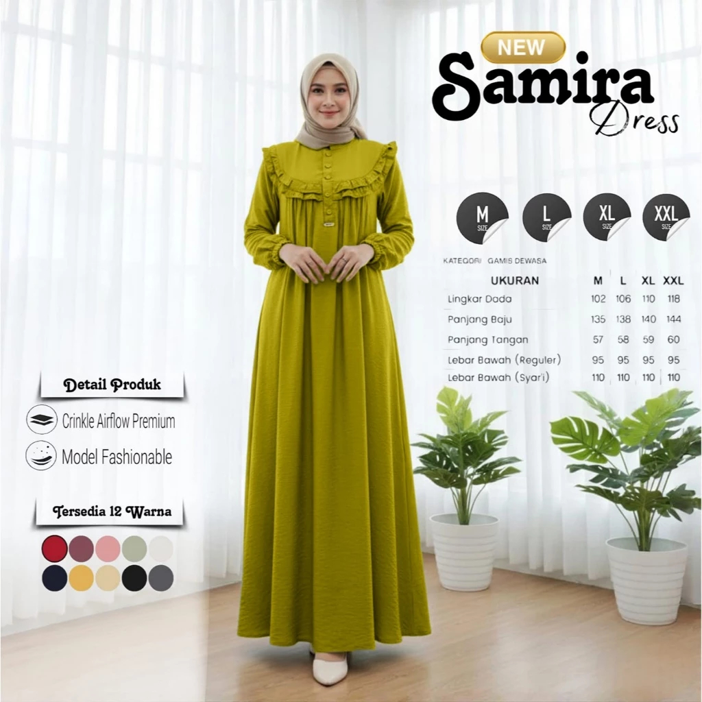 Gamis Samira Model Rempel Baju Gamis 2026 Model Terbaru Lebaran Kekinian
